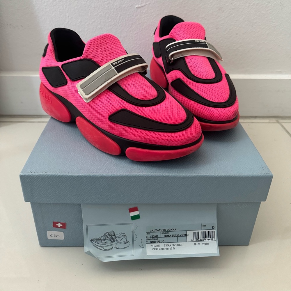 Prada Cloudbust neon hot pink sneaker